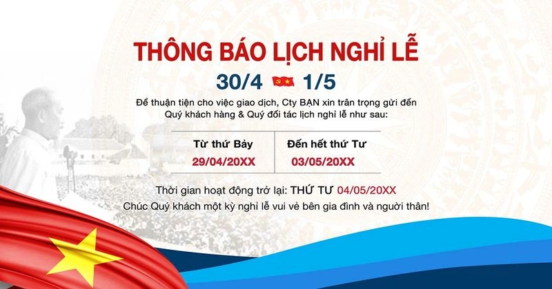 Mẫu Banner Chào Mừng Ngày Lễ 30/4 - 1/5 File PSD Thiết Kế Chuyên Nghiệp