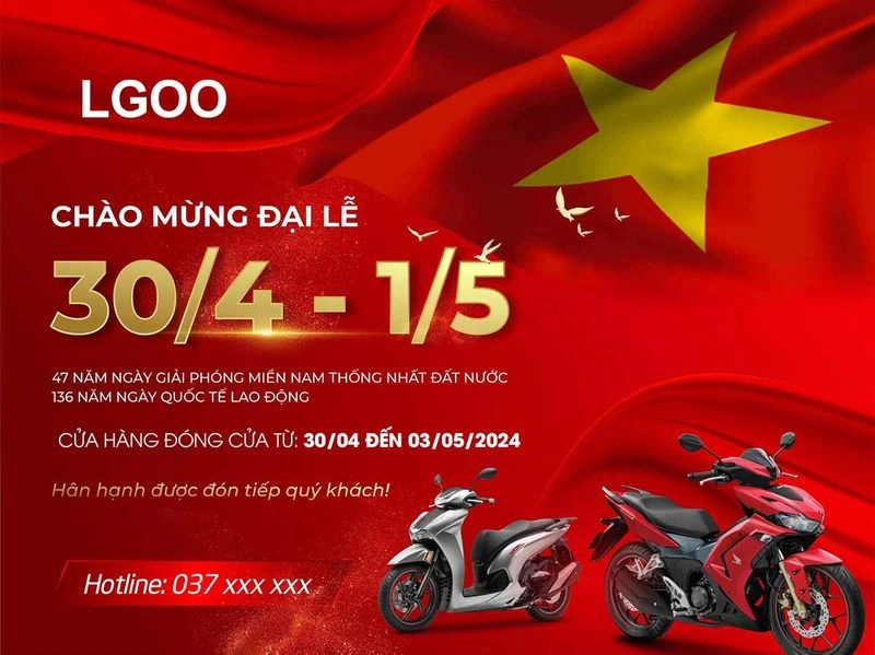 Mẫu Banner Thông Báo Nghỉ Lễ 30/4 - 1/5 File PSD Thiết Kế Chuyên Nghiệp