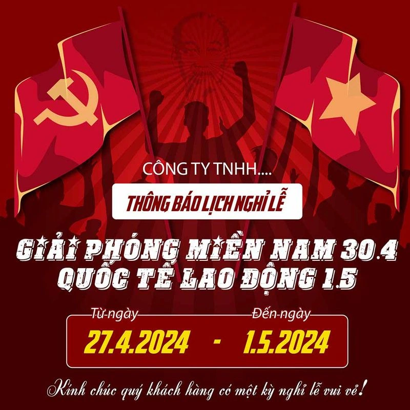 Mẫu Banner Thông Báo Nghỉ Lễ 30/4 - 1/5 PSD Chuyên Nghiệp - Tải Ngay