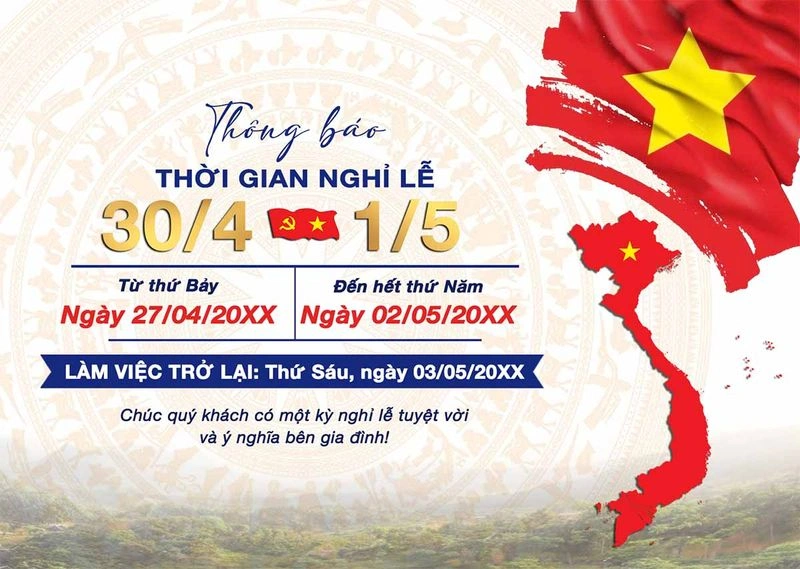 Mẫu Banner Thông Báo Nghỉ Lễ 30/4 - 1/5 File PSD Chuyên Nghiệp (PM774)