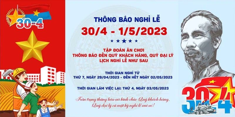 Mẫu Banner Thông Báo Nghỉ Lễ 30/4 - 1/5 File PSD Thiết Kế Chuyên Nghiệp