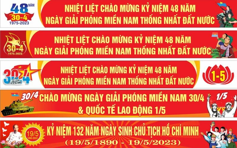 Mẫu phướn 30/4 và 1/5 file vector CDR thiết kế chuyên nghiệp