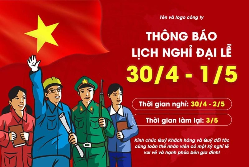 Mẫu Banner Thông Báo Nghỉ Lễ 30/4 - 1/5 File PSD Thiết Kế Đẹp, Sắc Nét