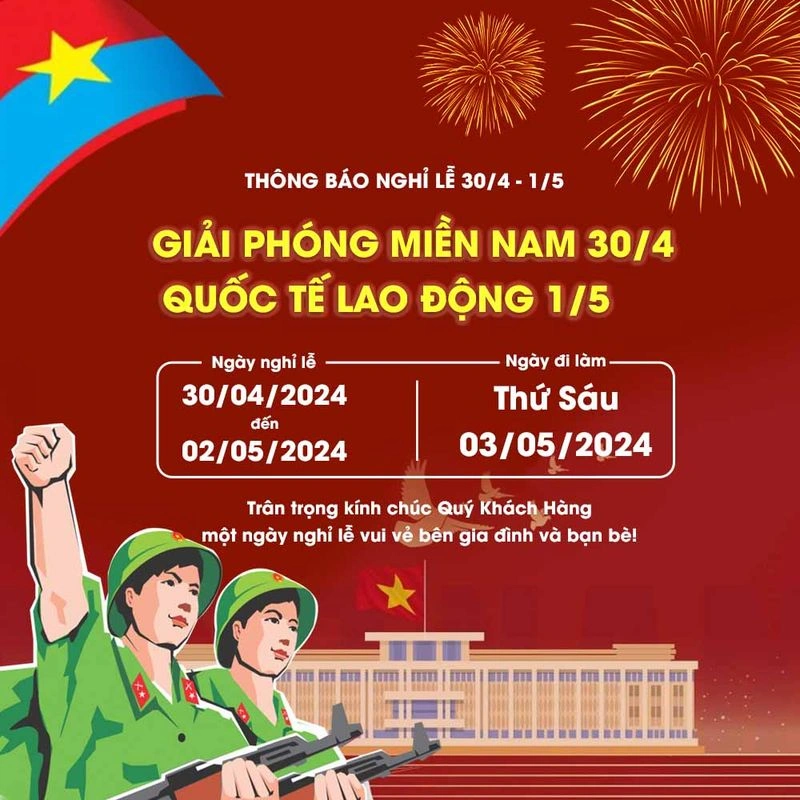 Mẫu Banner Thông Báo Lịch Nghỉ Lễ 30/4 - 1/5 File PSD Chuyên Nghiệp