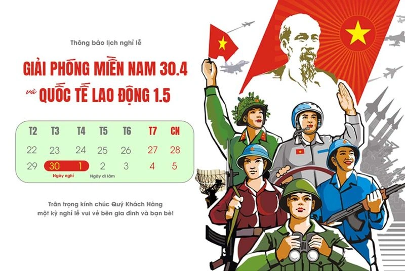 Mẫu Banner Thông Báo Lịch Nghỉ Lễ 30/4 - 1/5 File PSD Thiết Kế Đẹp