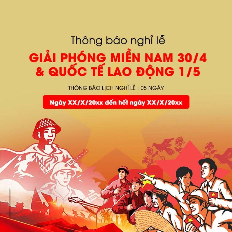 Mẫu Banner Thông Báo Nghỉ Lễ 30/4 - 1/5 File PSD Thiết Kế Đẹp, Chuyên Nghiệp