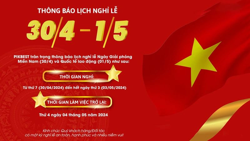 Mẫu Banner Thông Báo Lịch Nghỉ Lễ 30/4 - 1/5 File PSD Thiết Kế Ấn Tượng