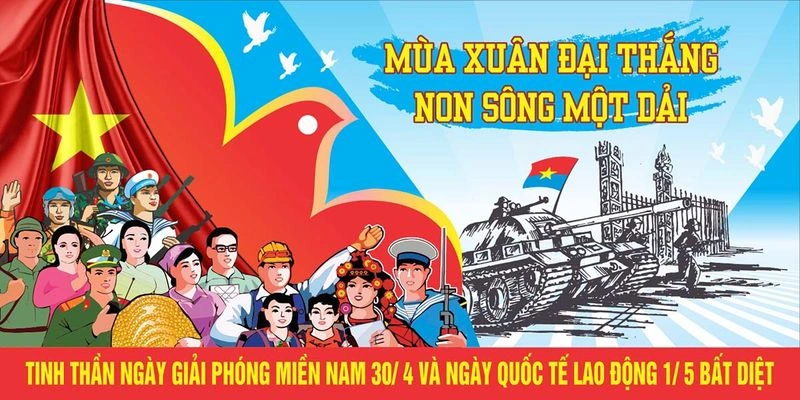 Mẫu Banner Chào Mừng Ngày Lễ 30/4 - 1/5 File Vector CDR Chuyên Nghiệp