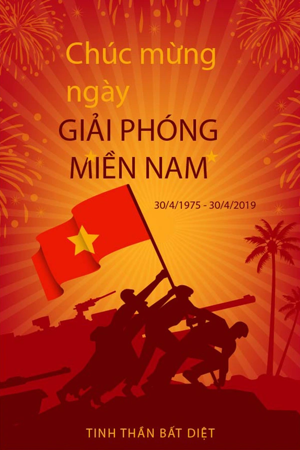 Mẫu Poster Kỷ Niệm 30/4 Giải Phóng Miền Nam Vector (File AI, EPS)