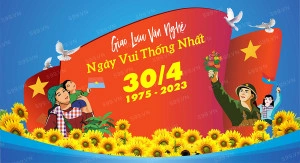Mẫu phông nền văn nghệ 30-4 thiết kế file Corel chuyên nghiệp, độc đáo